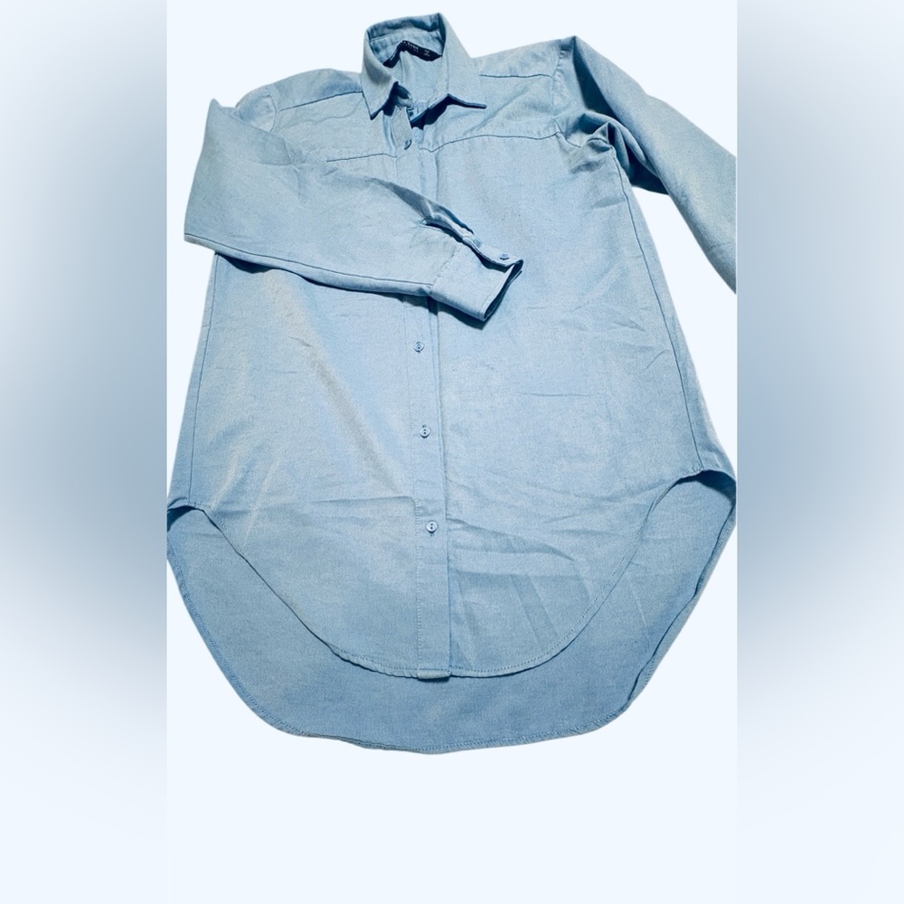 Zara Basic Oxford Light Blue Button Down Shirt Wo… - image 4